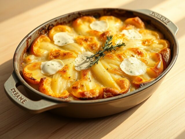 Gratin van schorseneren met gorgonzola