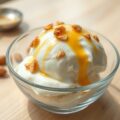 Grieks yoghurtijs met honing en geroosterde amande