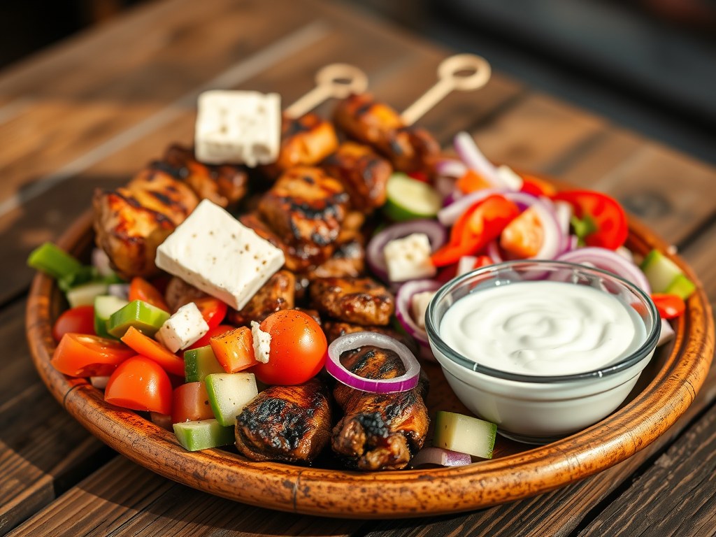 Griekse mixedgrill, AI-gegenereerde illustratie