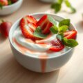 Griekse yoghurt met aardbeien en munt