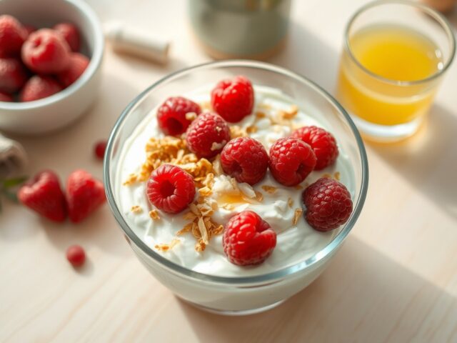 Griekse yoghurt met frambozen