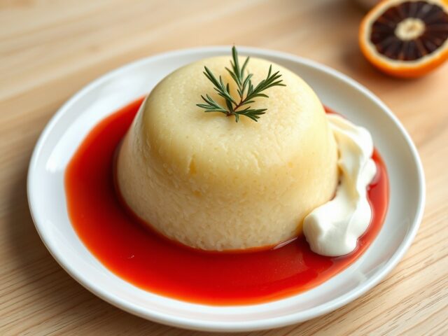 Griesmeelpudding met rozemarijn en sinaasappel