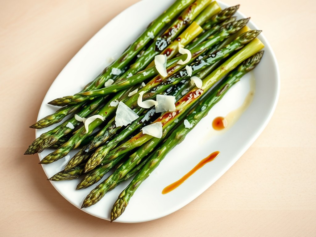 Groene asperges met kaas, AI-gegenereerde illustratie