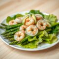 Groene aspergesalade met garnalen