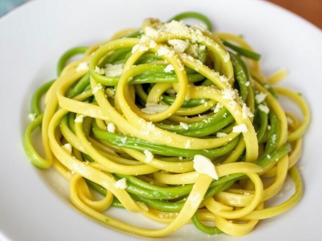 Groene lintpasta met kwark (tagliatelle verde alla ricotta)