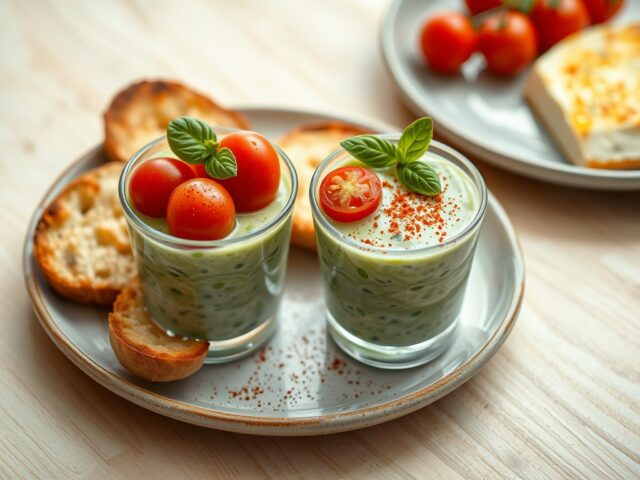 Groente cocktail met raclette kaas en geroosterd stokbrood