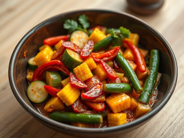 Groenteschotel vegetarisch en pittig