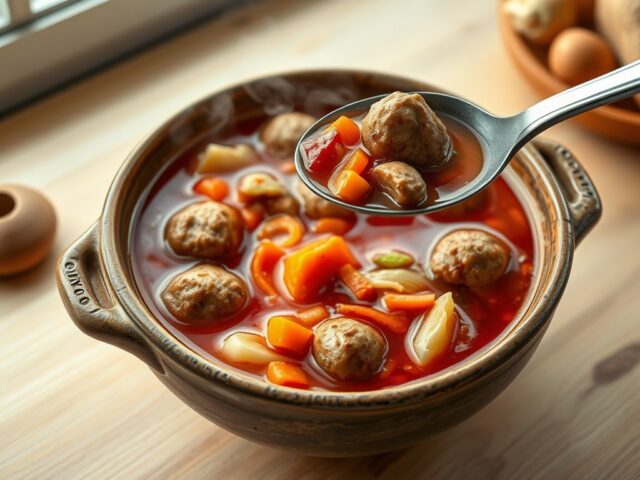 Groentesoep met gehaktballen