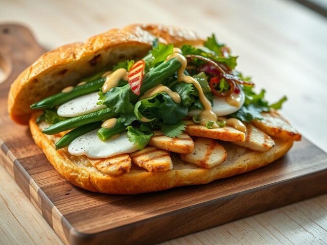 Grote sandwich van Turks brood