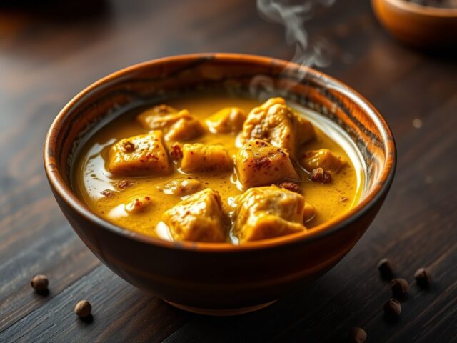 Gulai Daging Babi (Kerrieachtige Stoofschotel van Varkensvlees)