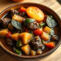 Hachee met courgette en perzik