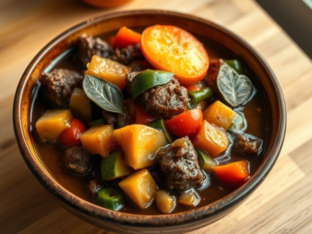 Hachee met courgette en perzik