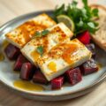 Halloumi met bietjes en limoen