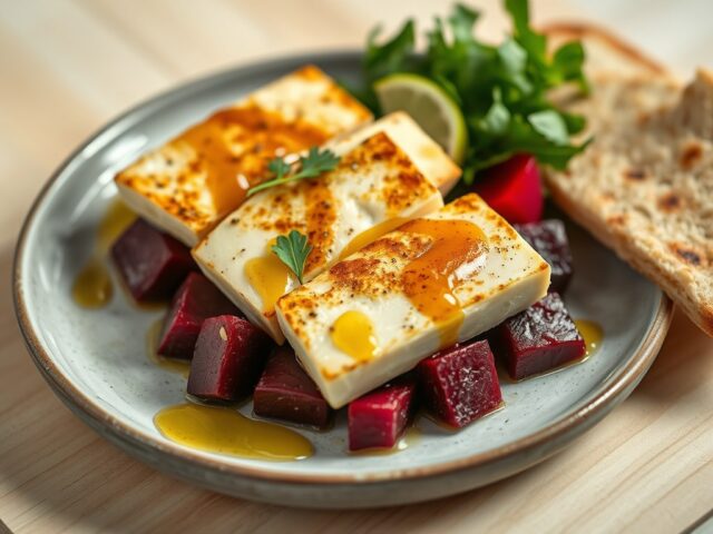 Halloumi met bietjes en limoen
