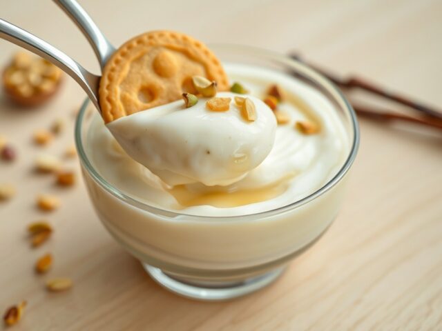 Hangop met vanille en krokant koekje