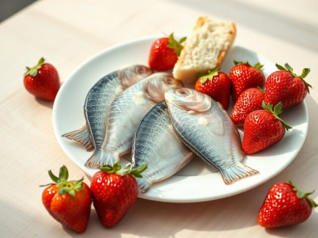 Haring met aardbeien