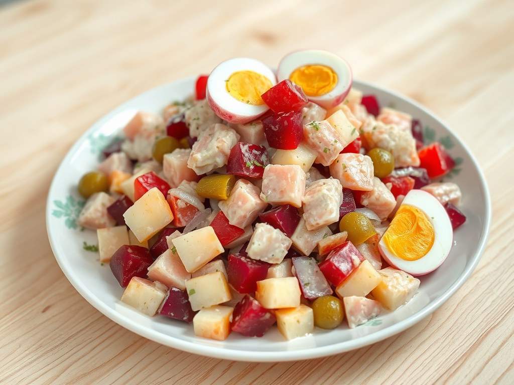 Haringsalade (hieringslaaj), AI-gegenereerde illustratie