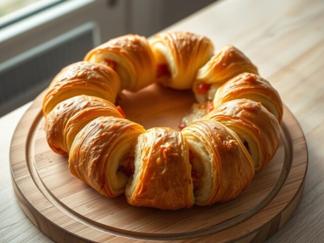 Hartige krans van croissantdeeg