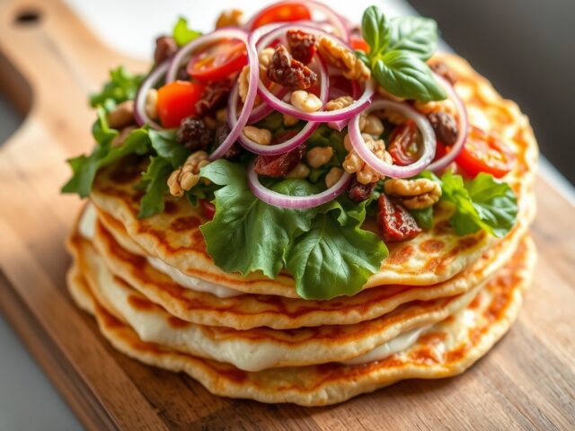 Hartige pannenkoeken met zongedroogde tomaatjes