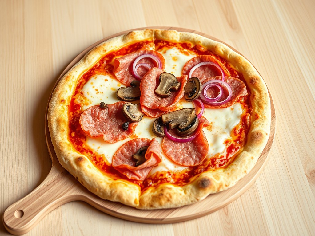 Heerlijke verse pizza, AI-gegenereerde illustratie