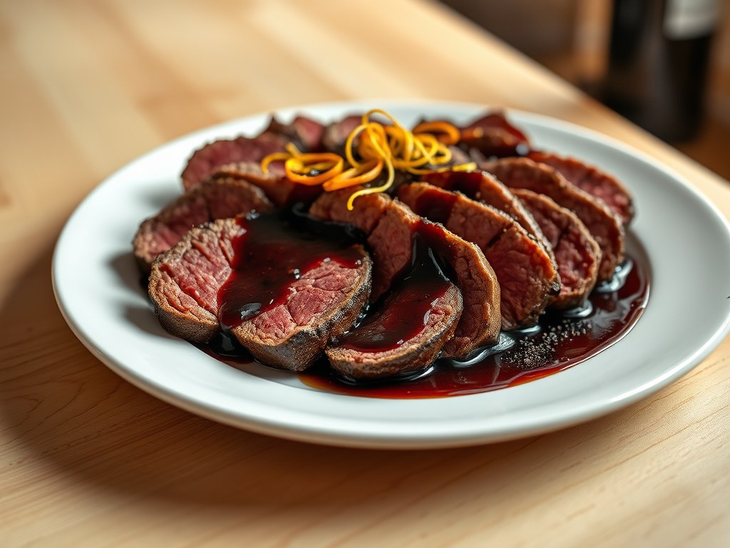 Hertenfilet met Quinta Ruban, AI-gegenereerde illustratie