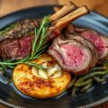 Hertenrack met Savoijekool en Rozevaltaartjes