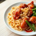 Hete sambalkip met sperziebonen