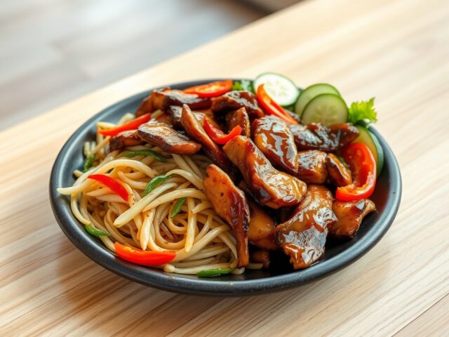 Hete sojakip met frisse salade