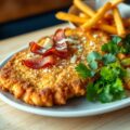 Holsteiner schnitzel met friet en sla