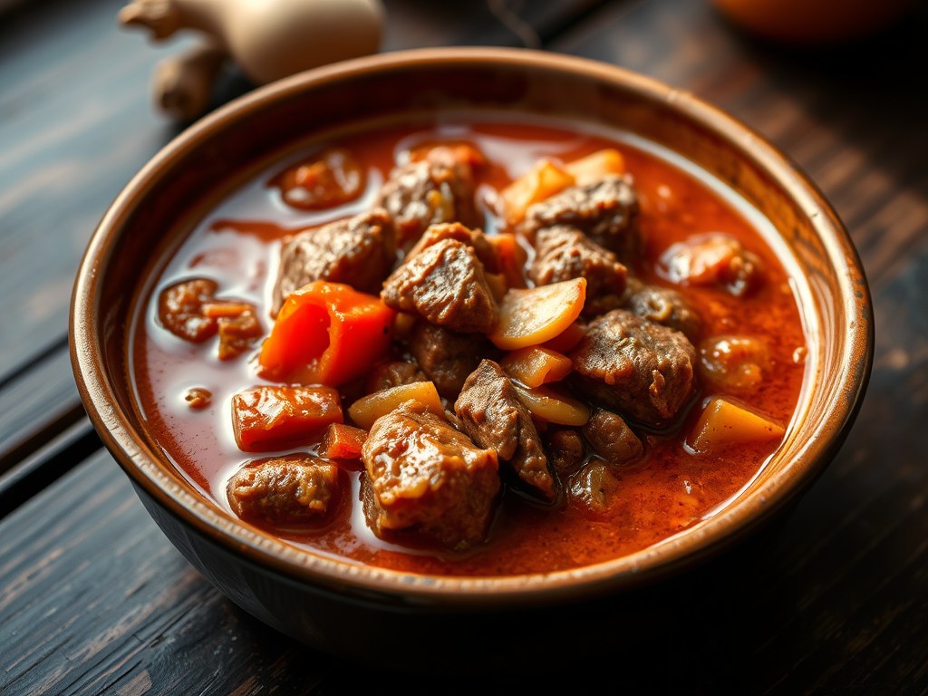 Hongaarse goulash op zijn Vlaams, AI-gegenereerde illustratie