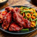 hot wings met chinese roerbakgroenten en sperziebonen