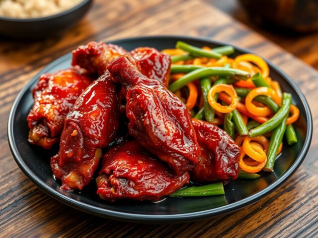 hot wings met chinese roerbakgroenten en sperziebonen