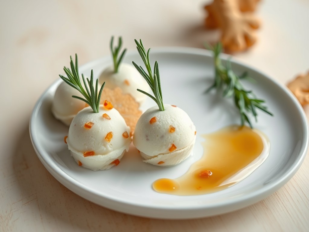 IJsbonbons met gember, rozemarijn, AI-gegenereerde illustratie