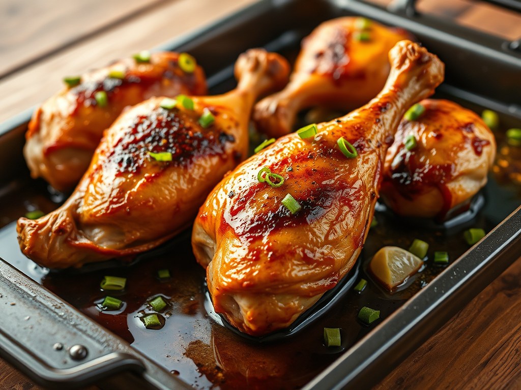 In Citrussap Gemarineerde Kip uit de Oven (van de BBQ), AI-gegenereerde illustratie