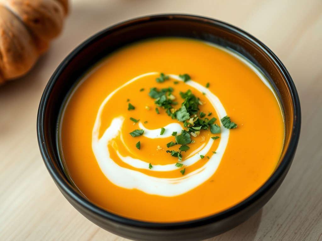 India’se Pompoensoep met Gremolata, AI-gegenereerde illustratie