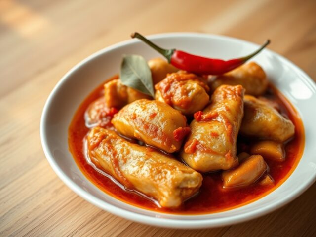 Indische kip op z’n Delarosa’s (=pittig!)