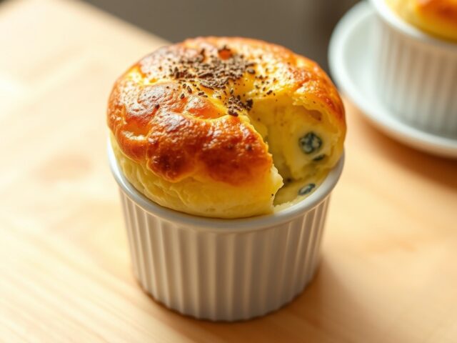 Kaassoufflé van Parmezaanse kaas en Gorgonzola