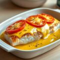 Kabeljauw met cheddar en tomaat