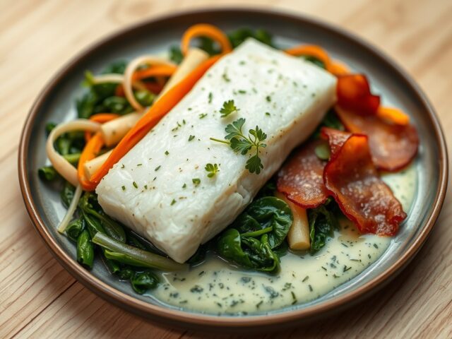 Kabeljauwfilet met fijne kruidensaus