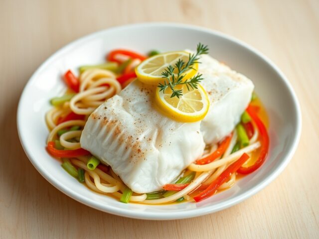 Kabeljauwfilet op een groentenbedje