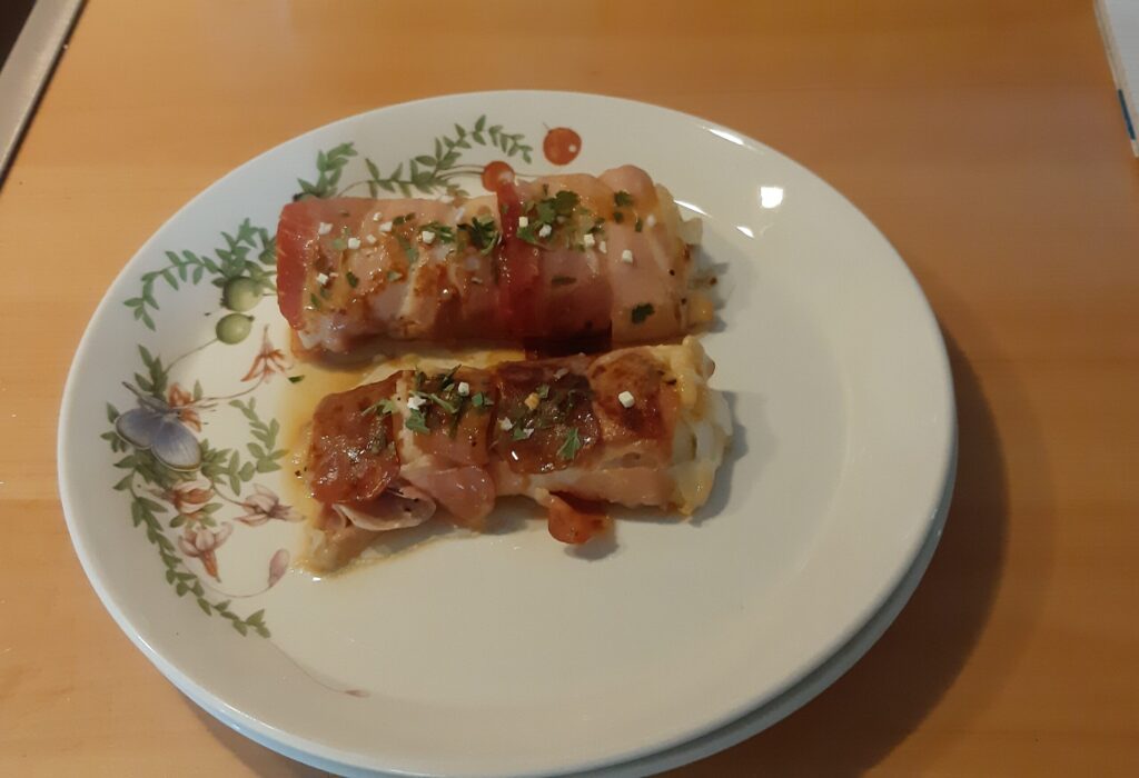 Kabeljauwhaasje met Parmaham
