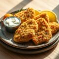 Kabeljauwreepjes uit de oven- in karnemelkmarinade