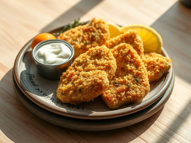 Kabeljauwreepjes uit de oven- in karnemelkmarinade