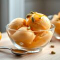 Kaki ijs met honing en yoghurt