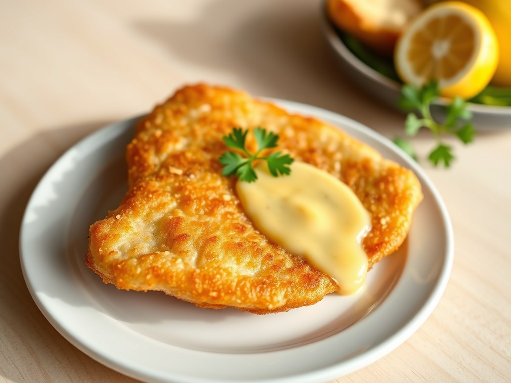 Kalfs-Schnitzel met Citroen Saus, AI-gegenereerde illustratie