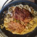 Kalfslapje met romige champignon mosterdsaus