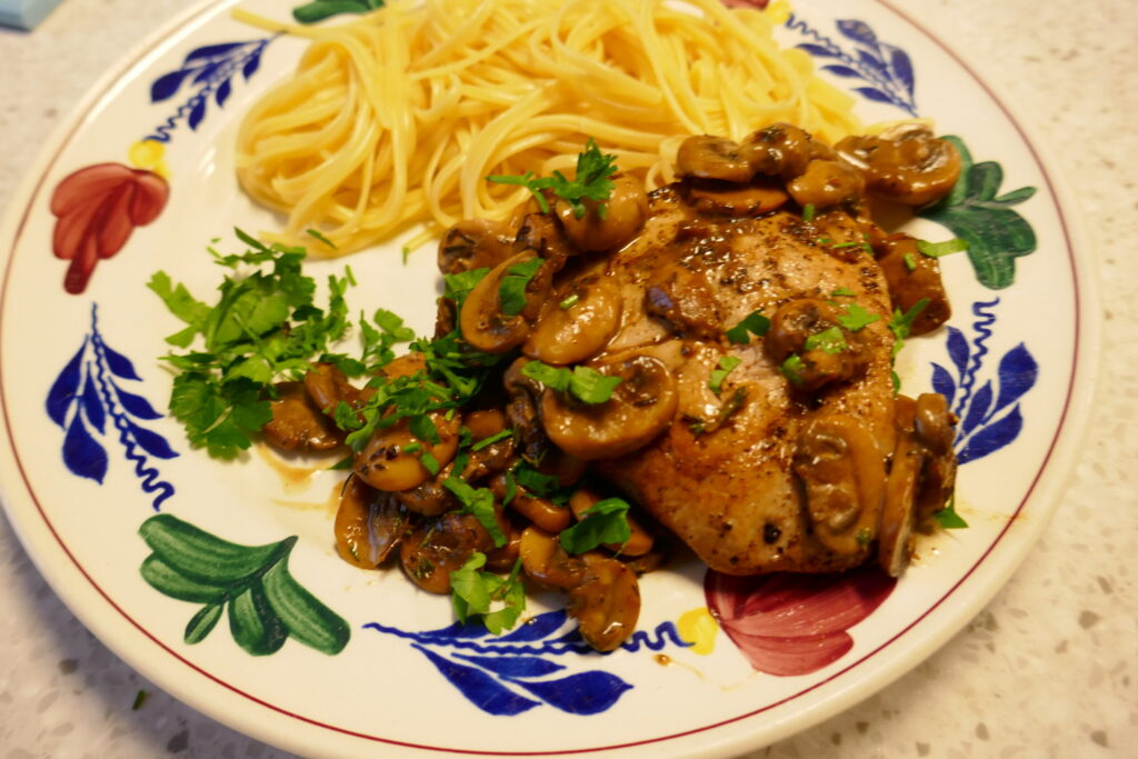Kalfsoester met jachtsaus en linguine