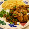 Kalfsoester met jachtsaus en linguine