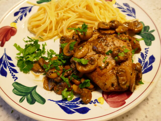 Kalfsoester met jachtsaus en linguine