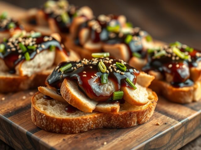 Kalkoen op sesam-lente-ui toast